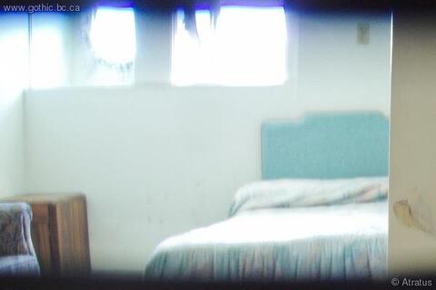 A view of the infamously haunted room B340 through a gap in an air vent in the door.