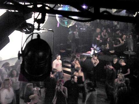 The dancefloor and Goth-box from above