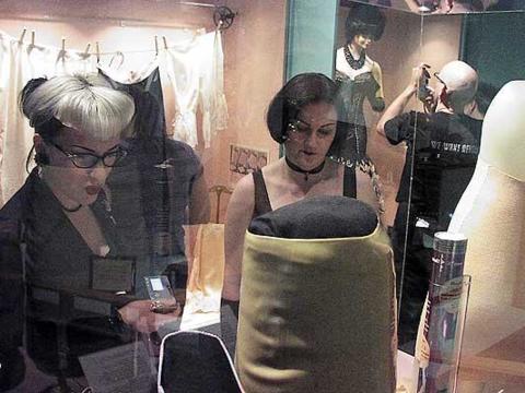 Looking with fascination and horror at a 1950's rubber girdle.