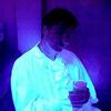 White shirt. Black light.