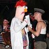 Beaker receives his prize from DJ Pyxis.